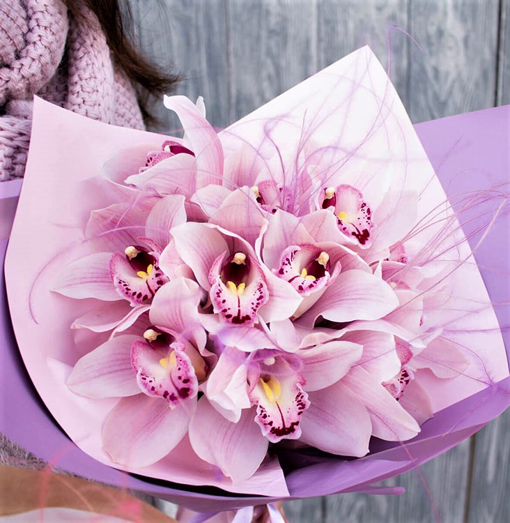Букет "Tender pink" из орхидеи и стифы