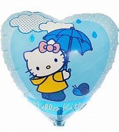 Шар - Hello Kitty с зонтиком сердце 48 см