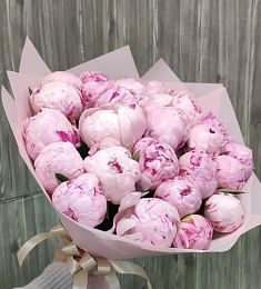 Букет из 25 розовых  пионов 