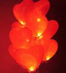 Светящийся шар - Красное сердце - латекс 12"